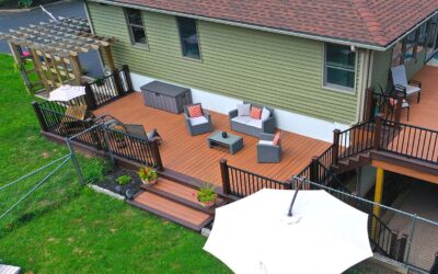 Multi-Level Deck With Black Railings 11