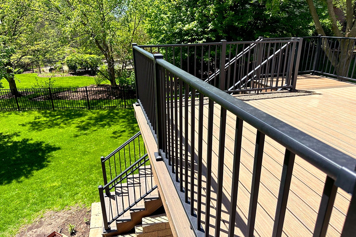 Multi-Level Deck With Black Railings 1