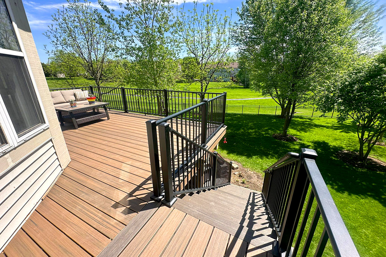 Multi-Level Deck With Black Railings 2