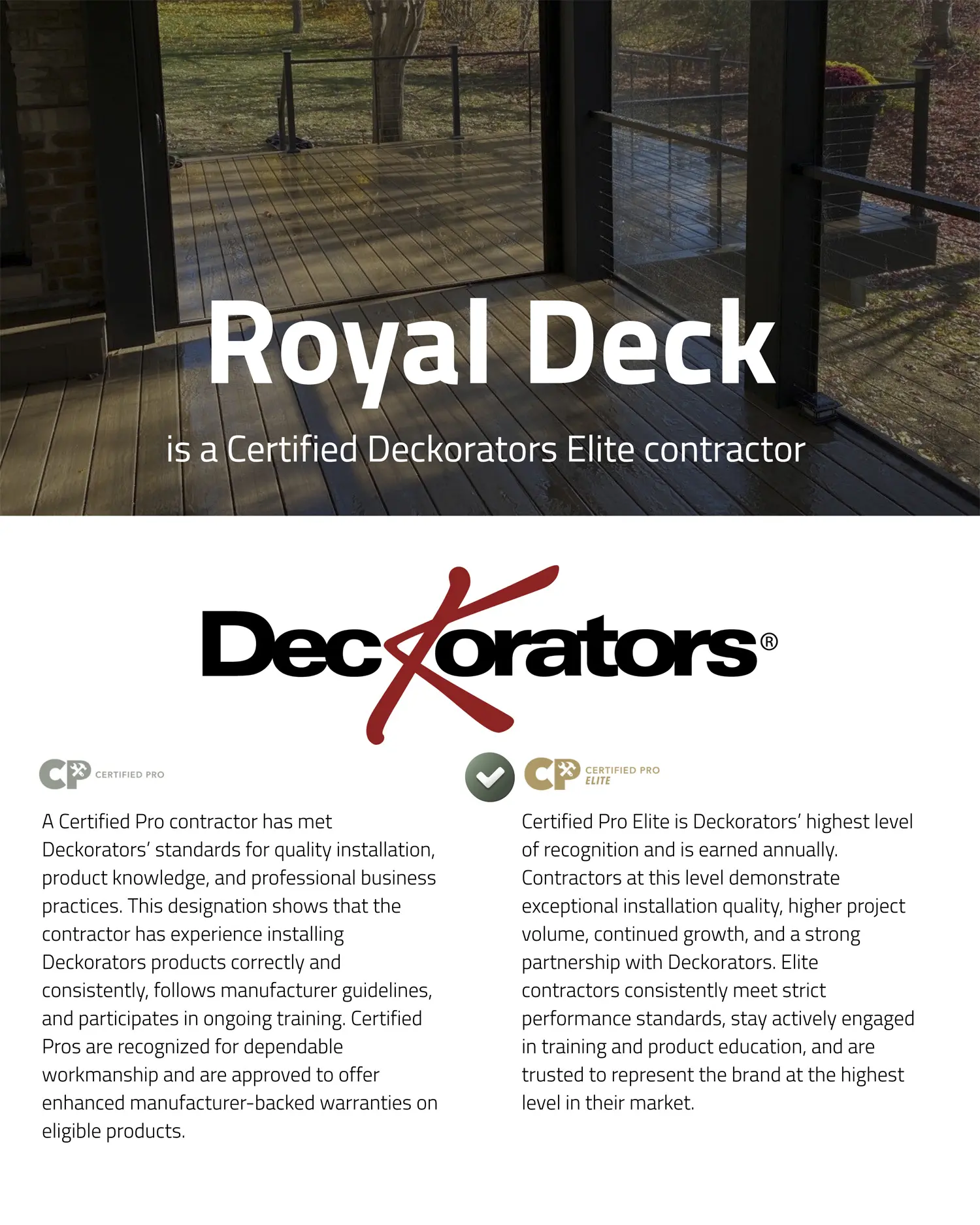 Elite Deckorators Certified Installer Elite Deckorators Certified Installer