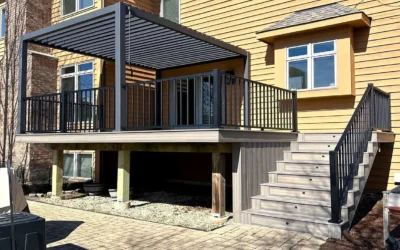raised deck in mount prospect il 7 Custom Pergola With Recessed Lighting