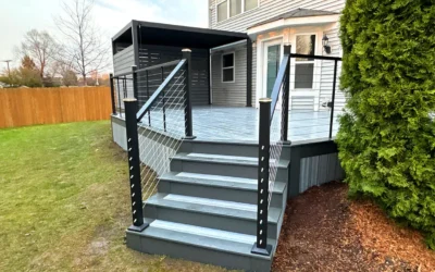 Large Deck Replacement With Cable Railings And Covered Area In Woodstock, Ga